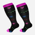 thumbnail image 1 of HAXMNOU Plus Size Compression Socks for Women & Men Extra Wide Calf Knee High Stockings for Circulation Support Socks,Pressure Socks, High Elastic Socks Hot Pink, 1 of 7