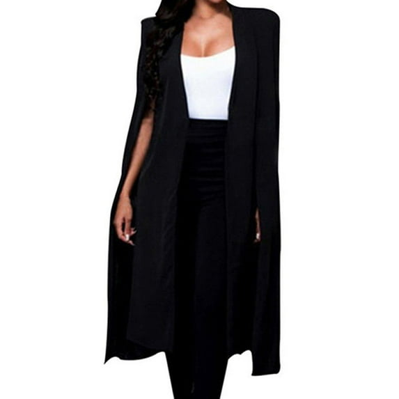 HAXMNOU Plus Size Jackets for Women Trendy Womens Cape Blazer Split Sleeve Open Front Casual Jacket Coat Workwear Outwear Women's Coats Black M