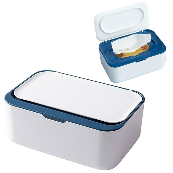 HAXMNOU Portable Wipes Dispenser and Baby Wipe Holder – Flip Lid Moisture-Locking Storage Case for Nursery, Home, Car or Travel, Blue