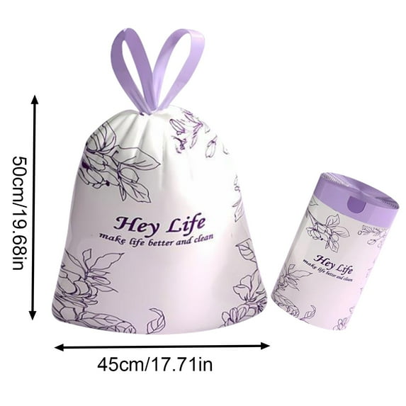 HAXMNOU PurpleSmall Trash Bags Drawstring Small Trash Bags Tear-Free Extra-Strong Drawstring Kitchen Trash Bags for Office Bathroom Bedroom Car Diaper Pail and Everyday Household Waste