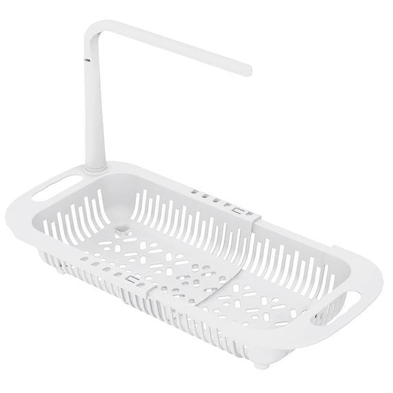 HAXMNOU Over The Sink Dish Drainer Drying Rack Adjustable to Fit Any Size Sink Large Capacity Storage Retractable Sink Storage Rack Towel Rack ,Clearance item! (White)