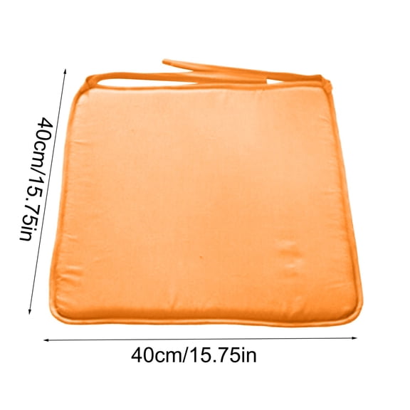 HAXMNOU Square Chair Cushion Pads with Ties, Soft Seat Pads with Non-Slip Backing for Indoor or Outdoor Chairs and Long Sitting Comfort, Orange
