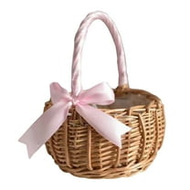 HAXMNOU Wicker Flower Basket 5.9x3.15 Inch Small Wicker Basket with Handle Decorative Rattan Basket Natural Weaving Storage Basket for Table Display and Home Decor