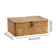 thumbnail image 1 of HAXMNOU Wicker Storage Baskets with Lid, Rectangular Hand-Woven Basket for Storage, Gift Basket for Countertop, 10.2x6.3x3.9 Inch, Khaki Clearance, 1 of 9