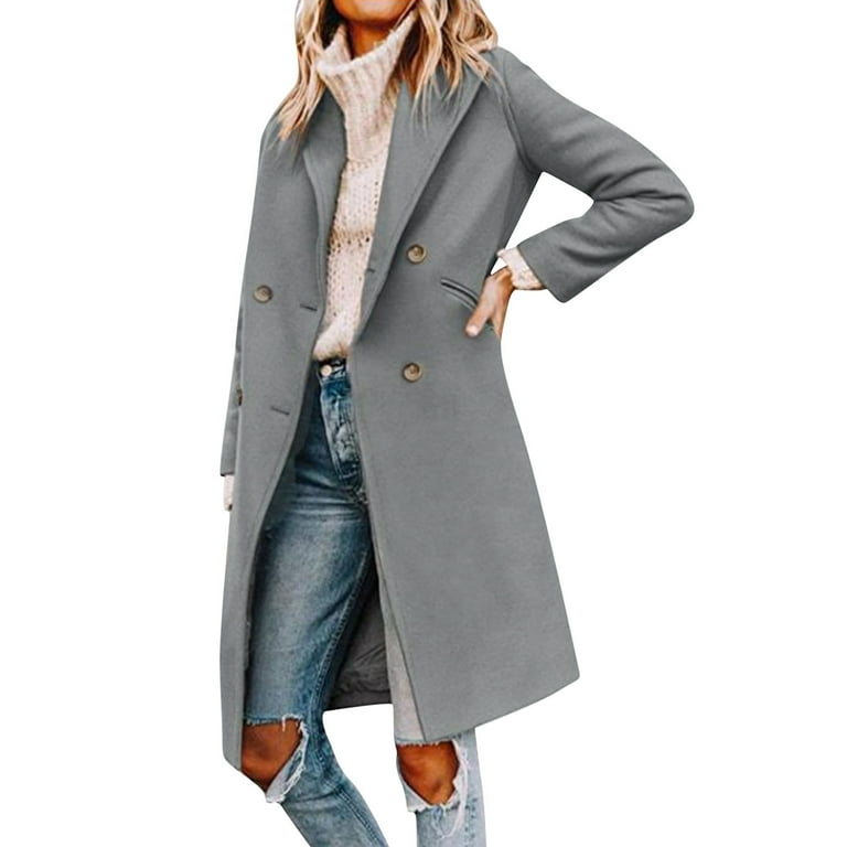 HAXMNOU Winter Coats For Women Womens Oversize Lapel Cashmere Wool