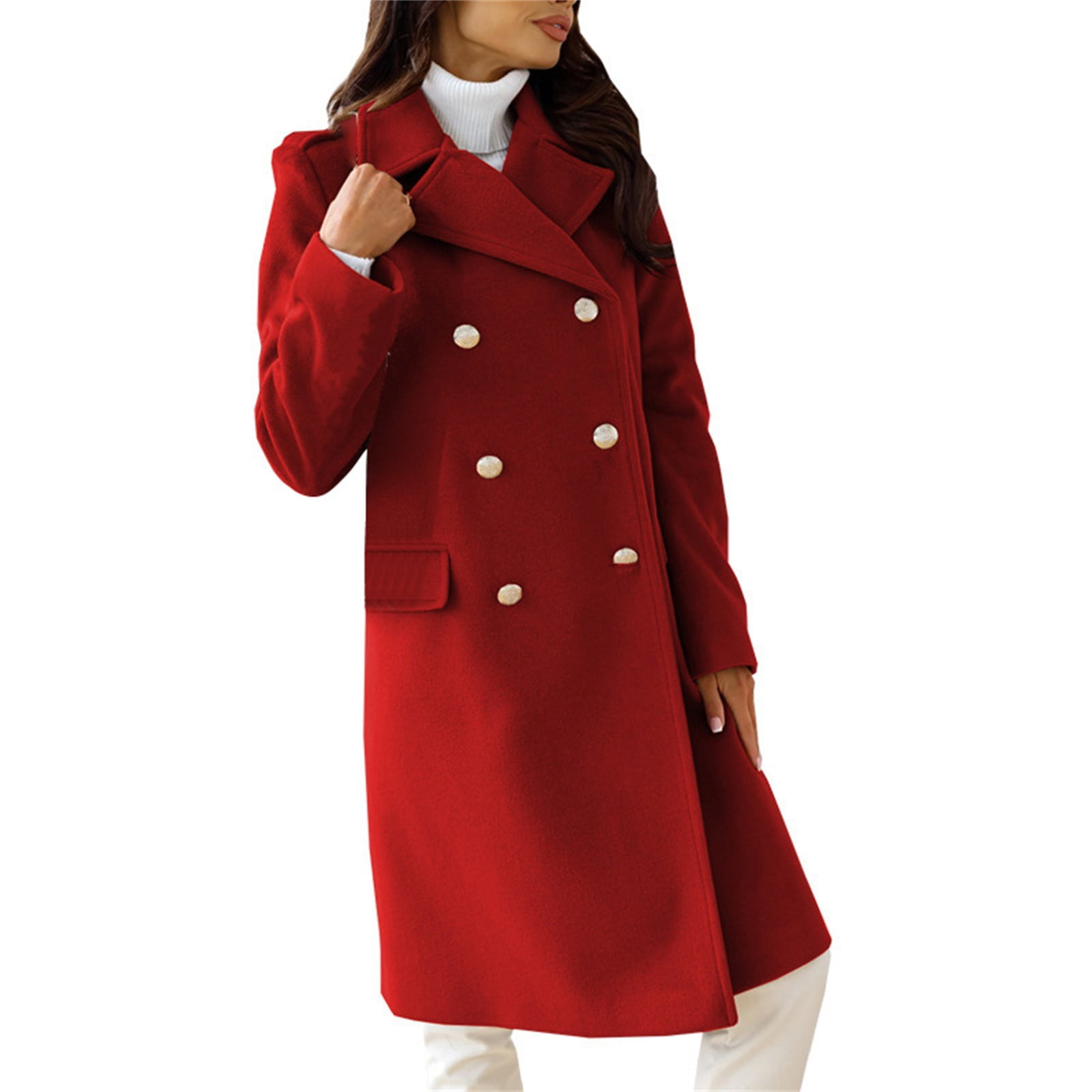 Wool Blend Red Cashmere Coat Womens Red Wool Coat Womens Red