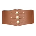 thumbnail image 1 of HAXMNOU Women Corset Belt Wide PU Leather Waist Belt For Daily Punk Dresses Chest Elastic Waistband Brown, 1 of 4