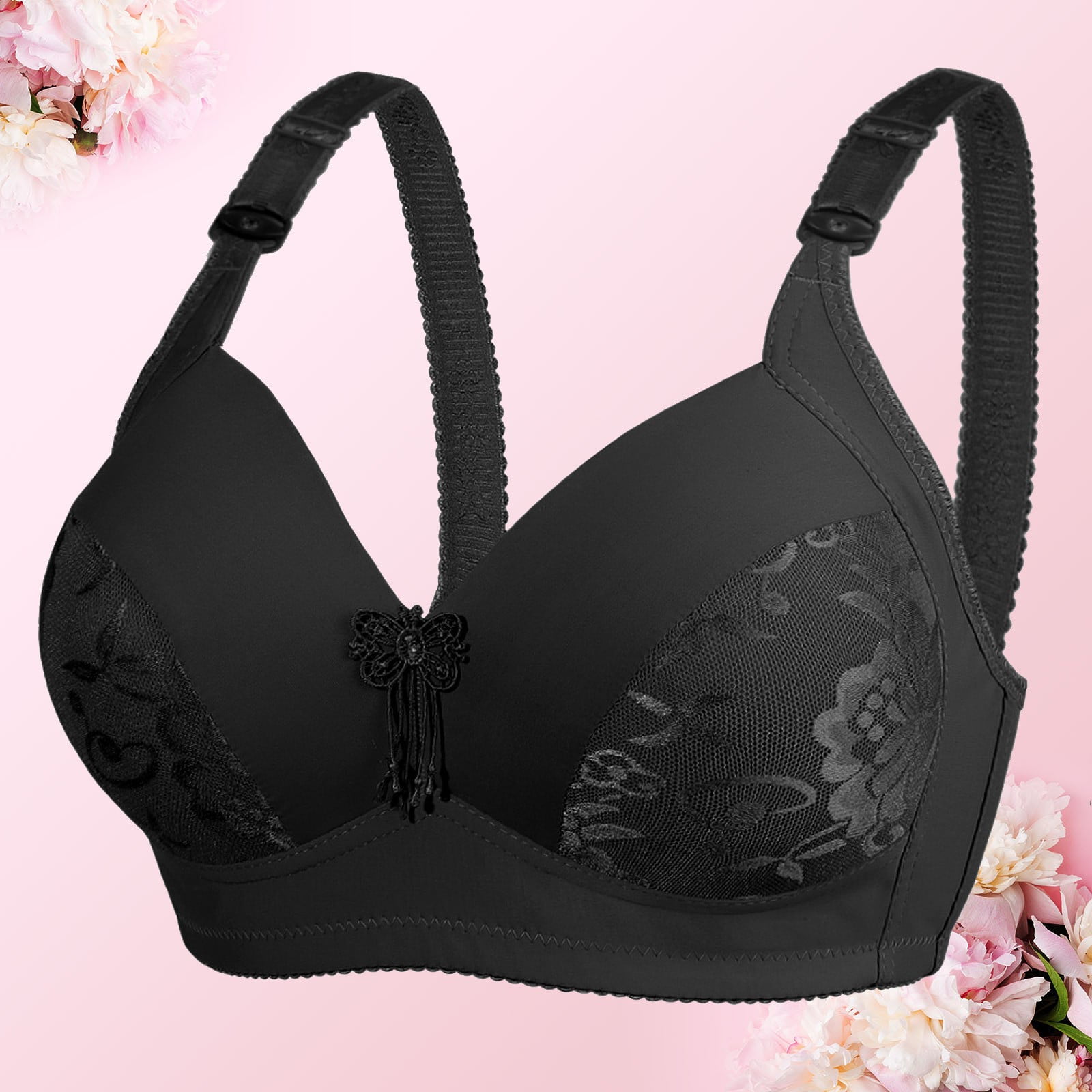 HAXMNOU Women Push Up Bra Plus Size Lace Underwire Soft Padding Lift Up Bra  Coffee 48