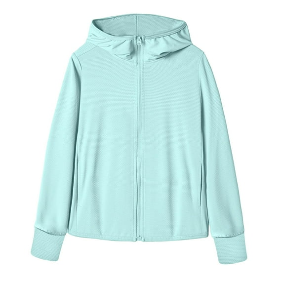 HAXMNOU Women's Long Sleeve Sun Block Shirts UPF SPF 50+ Zip Up Hoodie Jackets Lightweight Outdoor Coats Green 2XL