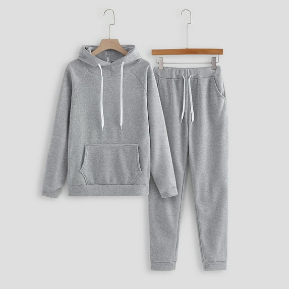 HAXMNOU Womens Sweatsuits Tracksuit Two Piece Outfits Casual Solid Color Jogging Sweat Suits Matching Jogger Pants Set Grey S