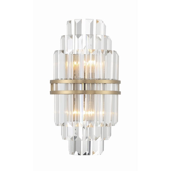 Crystorama Hayes 2 Light Aged Brass Wall Mount - 7.5"W x 14.25"H x 4.75"D