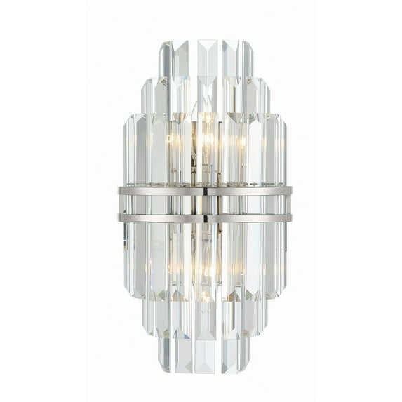 Crystorama Hayes 2 Light Polished Nickel Wall Mount - 7.50'' W x 14.20'' H