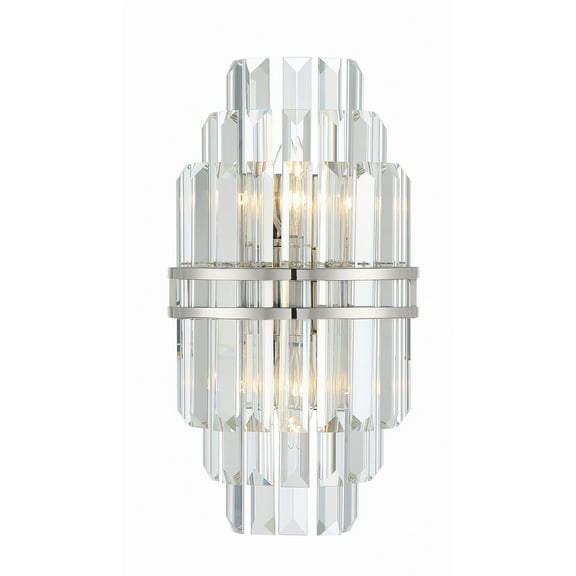 Crystorama Hayes 2 Light Polished Nickel Wall Mount - 7.50'' W x 14.20'' H