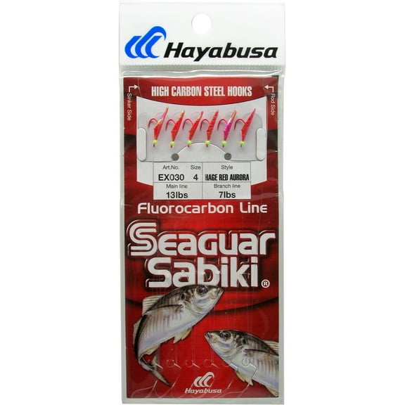 HAYABUSA EX0304 Hage Red Skin Aurora Finish 6-hook Seaguar Sabiki Rig 4