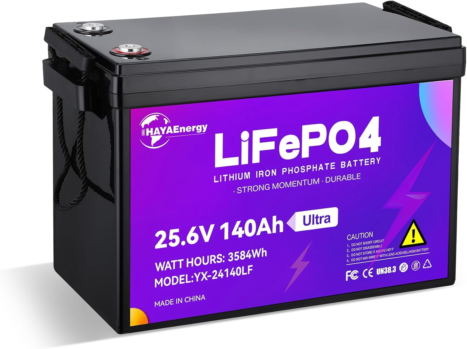 HAYAEnergy 24V 140Ah LiFePO4 Lithium Battery Pack for RV Marine Solar Trolling Motor System
