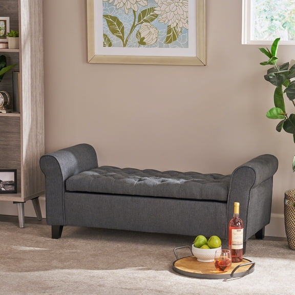 HAYES ARMED STORAGE BENCH, Birch, Contemporary, Durable Build, Quality Materials