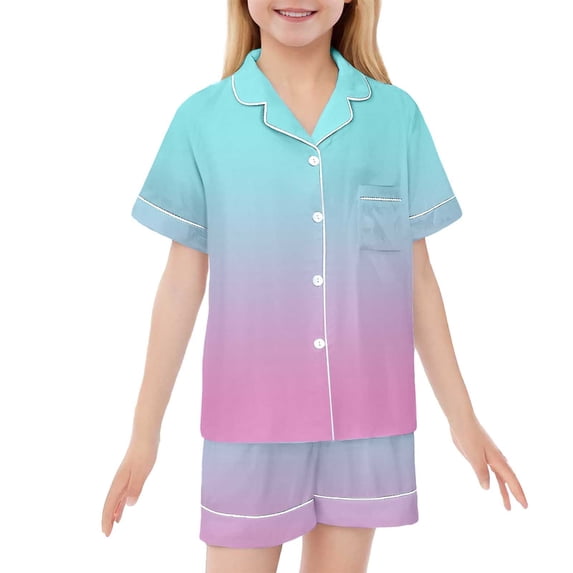 HAYIMI 2 Piece Outfit Sets Home Kids Children Graphic Print Lapel Short Sleeve Button Shirt Shorts Clothing Sets Cartoon Clothes Sets for Child Birthday Party Wear