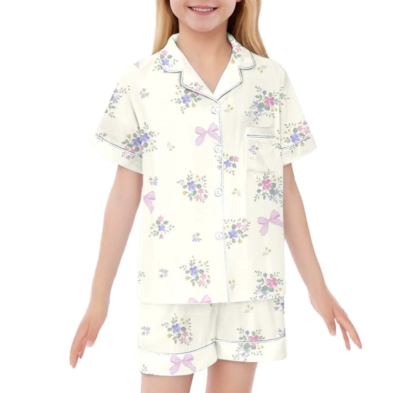 HAYIMI 2 Piece Outfit Sets Home Kids Children Graphic Print Lapel Short Sleeve Button Shirt Shorts Clothing Sets Easy to Mix Match