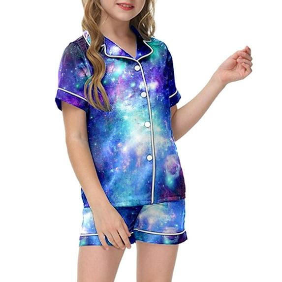 HAYIMI 2 Piece Outfit Sets Home Kids Children Graphic Print Lapel Short Sleeve Button Shirt Shorts Clothing Sets Summer Lightweight Clothes Sets Versatile for Play