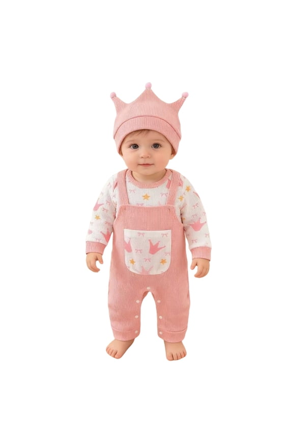 Adorable Outfit Sets Baby Girl Romper And Overalls With Bowknot Print For Toddler Photoshoot Outfit Fashion Party Clothes Sets for Special Occasion