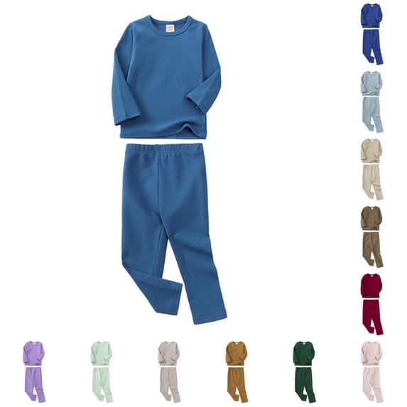 HAYIMI Baby Boys Girls Tops Pajamas Pants Set Kids Toddler Sleepwear Children Solid Color Pj's For Daily O-Neck Long Sleeve T-Shirts Pants Homewear, 12-24 Months