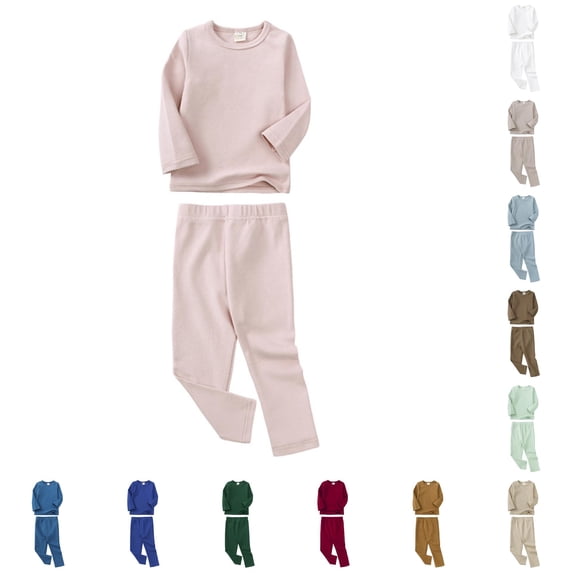 HAYIMI Baby Boys Girls Tops Pajamas Pants Set Kids Toddler Sleepwear Children Solid Color Pj's For Daily O-Neck Long Sleeve T-Shirts Pants Homewear, 4-5 Years