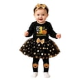 thumbnail image 1 of HAYIMI Baby Girl Halloween Long Sleeve Bodysuit Polka Tutu Skirt Headband Pumpkin Socks Four Piece Outfit Sets Trendy Clothes Sets, 1 of 7