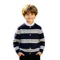 thumbnail image 1 of HAYIMI Boys Cardigan Knit Sweater Striped Everyday Comfort Long Sleeve O-Neck Tops, 1 of 8