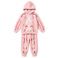 thumbnail image 1 of HAYIMI Boys Girls Halloween Skeleton Printed 2 Piece Outfit Set, Long Sleeve Hooded Sweatshirt with Graphic Joggers Pants, Kids Holiday Loungewear Tracksuit Clothes Sets, 1 of 5