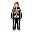 thumbnail image 1 of HAYIMI Boys Girls Halloween Skeleton Printed 2 Piece Outfit Set, Long Sleeve Hooded Sweatshirt with Graphic Joggers Pants, Kids Holiday Loungewear Tracksuit Clothes Sets, 1 of 5