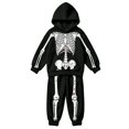thumbnail image 1 of HAYIMI Boys Girls Halloween Skeleton Printed 2 Piece Outfit Set, Long Sleeve Hooded Sweatshirt with Graphic Joggers Pants, Kids Holiday Loungewear Tracksuit Clothes Sets, 1 of 4