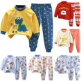thumbnail image 1 of HAYIMI Boys Girls Pajamas Comfort Kids Cartoon Toddler Children Sleepwear O-Neck Long Sleeve T-Shirts Pants Homewear, 3-4 Years, 1 of 3
