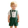 thumbnail image 1 of HAYIMI Boys Short Sleeve Solid Color Romper Bodysuit Suspenders Shorts Toddler Gentleman Outfit Sets Relaxed Fit Clothes Sets, 1 of 6
