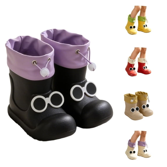 HAYIMI Cartoon Rainboots Waterproof Round Toe Baby Rain Boots Boys Girls with Adjustable Drawstring Soft Sole Lightweight Outdoor Rain Boots Toddlers Cute Shoes