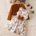thumbnail image 1 of HAYIMI Child Boys Outfit Sets 2 Piece Casual Summer Beach School Party Yoga Sports Outfit Toddler Kids With Bow Print Sleeveless Dress And Solid Color Long Sleeve Cardigan Boho O-Neck Clothes Sets, 1 of 8