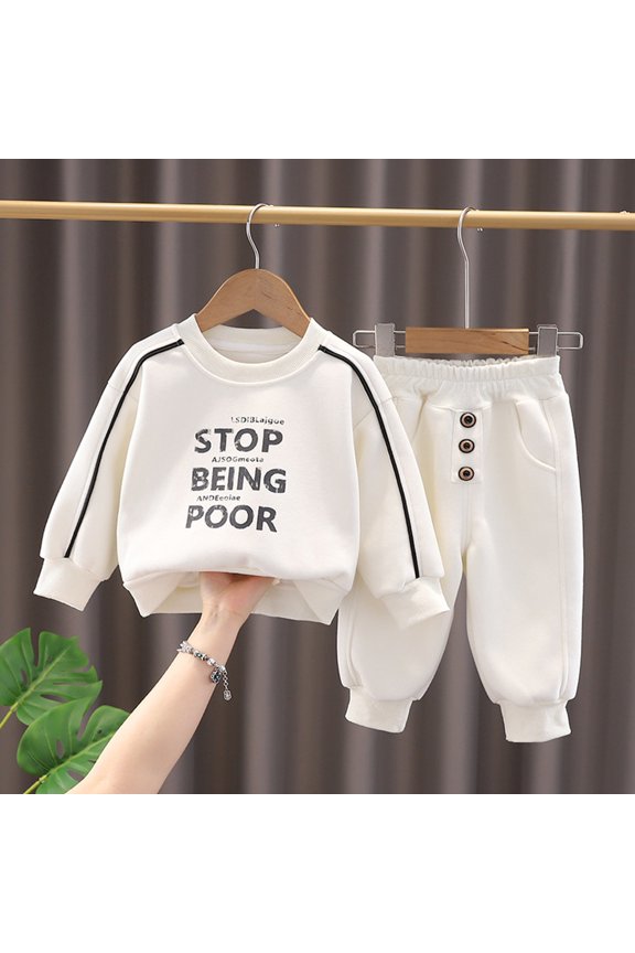 Child Boys Outfit Sets 2 Piece Short Sleeve Print Tops With Pants Casual Comfortable Round Neck Tracksuit Kids Outdoor Play Sports Daily Wear Loose Fit Elastic Waist Birthday Clothes Sets