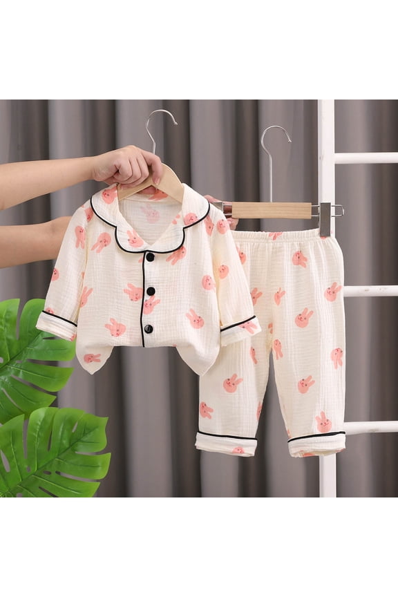 Child Double Layer Baby Kids Cozy Long Sleeve Tops And Pants Outfit Sets Toddler Girls Boys Autumn Home Lovely O-Neck Cartoon Clothes Sets