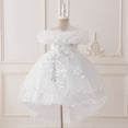 thumbnail image 1 of HAYIMI Child Dress For Girls O-Neck Satin Dress With Puffed Sleeves For Birthday Party Holiday Special Occasion Back To School Swing Flowy Kids Sundress, 1 of 8