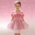 thumbnail image 1 of HAYIMI Child Dress For Girls Off Shoulder Gown With Sequin Appliques Girl Party Pageant O-Neck Formal Wear Fashionable Special Occasion Back To School Swing Flowy Kids Sundress, 1 of 8