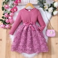 thumbnail image 1 of HAYIMI Child Elegant Girls Solid Color Dress With Rose Pattern Floral Design For Daily Wear Fashionable Special Occasion Back To School Swing Flowy Kids Sundress, 1 of 5