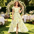 thumbnail image 1 of HAYIMI Child Elegant Girls Summer Floral Dress With Flowing And Ruffle Trim For Party Square Collar Everyday Relaxed Fit Dresses, 1 of 3