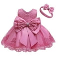 thumbnail image 1 of HAYIMI Child Elegant Lace Dress For Baby Girls O-Neck Summer Party Tutu Gown With Patchwork Color Design Sleeveless V-Neck Classic Special Occasion Back To School Swing Flowy Kids Sundress, 1 of 3