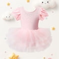 thumbnail image 1 of HAYIMI Child Girls Ballet Dress With Mesh Skirt And Back Rhinestone Detail Short Sleeve Tutu Leotard For Dance Performance And Party Trendy Special Occasion Back To School Swing Flowy Kids Sundress, 1 of 8