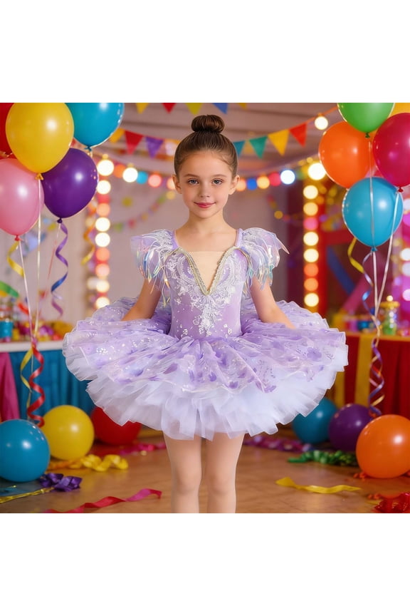 Child Girls Ballet Tutu Dance Dress For Stage Performances With Flowy Skirt And Bodice Breathable Special Occasion Back To School Swing Flowy Kids Sundress