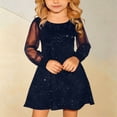 thumbnail image 1 of HAYIMI Child Kids Girl's Puff Long Sleeve Mesh Casual High Waist A-Line Mini Dress O-Neck Formal Party Dresses Boho Special Occasion Back To School Swing Flowy Sundress, 1 of 6