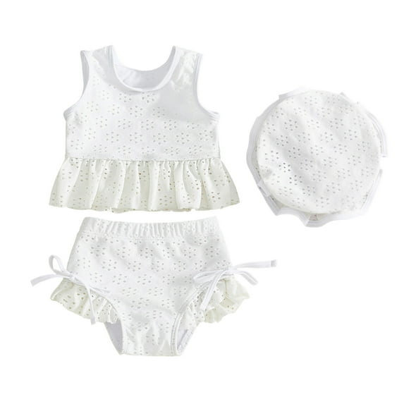 HAYIMI Child Kids Girls Summer Swimwear Fashionable Lace Sleeveless Top And Bottom Cute Two Piece Outfit For Baby Toddler Cozy Beach Bathing Suit