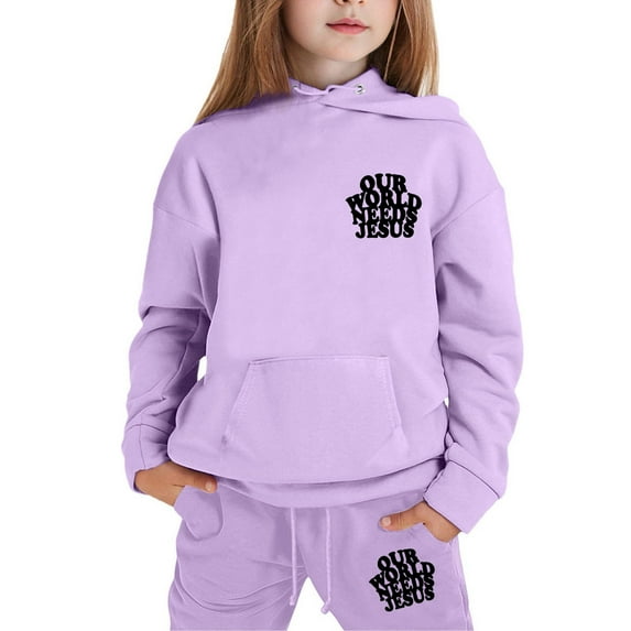 HAYIMI Child Outfit Sets Toddler Boys Girls Long Sleeve Solid Color Warm Hoodie Pullover Tops Pants Kids Outfits Sweat Suit Cartoon Clothes Sets for Child Birthday Party Wear