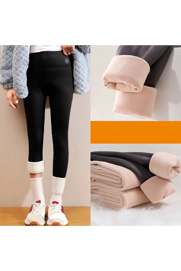 Child Pants Girls Fuzzy Leggings Winter Thermal Tights With Silk Warmth Toddler Big Kids Outdoor Wear Holiday Solid Color Daily Casual Trousers Slacks