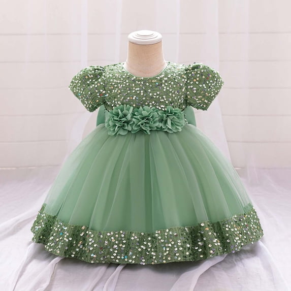 HAYIMI Child Sparkling Fairy Dress For Toddlers Glitter Bowknot Floral Party Gown With Skirt Holiday Special Occasion Back To School Swing Flowy Kids Sundress