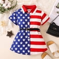 thumbnail image 1 of HAYIMI Child Summer Stripe Button Front Tiered Dress With Belt For Girls Lightweight O-Neck Summer Party Dress Stylish Special Occasion Back To School Swing Flowy Kids Sundress, 1 of 6
